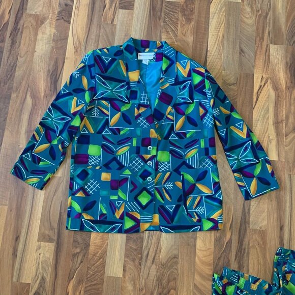 Vtg Brenda Goode Skirt Suit 3 Piece Jacket Top Set Blouse Dress Shirt USA XL - Picture 8 of 13